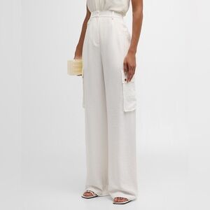 New! Ramy Brook Emil Wide-Leg Relaxed Cargo Pants in Ivory